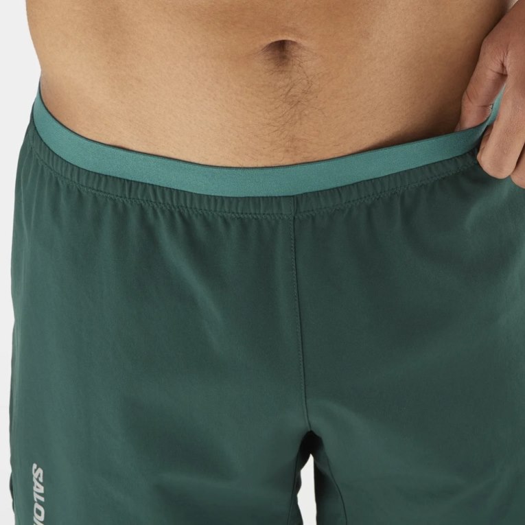 Green Salomon Cross 5'' Men's Shorts | PH 38691W